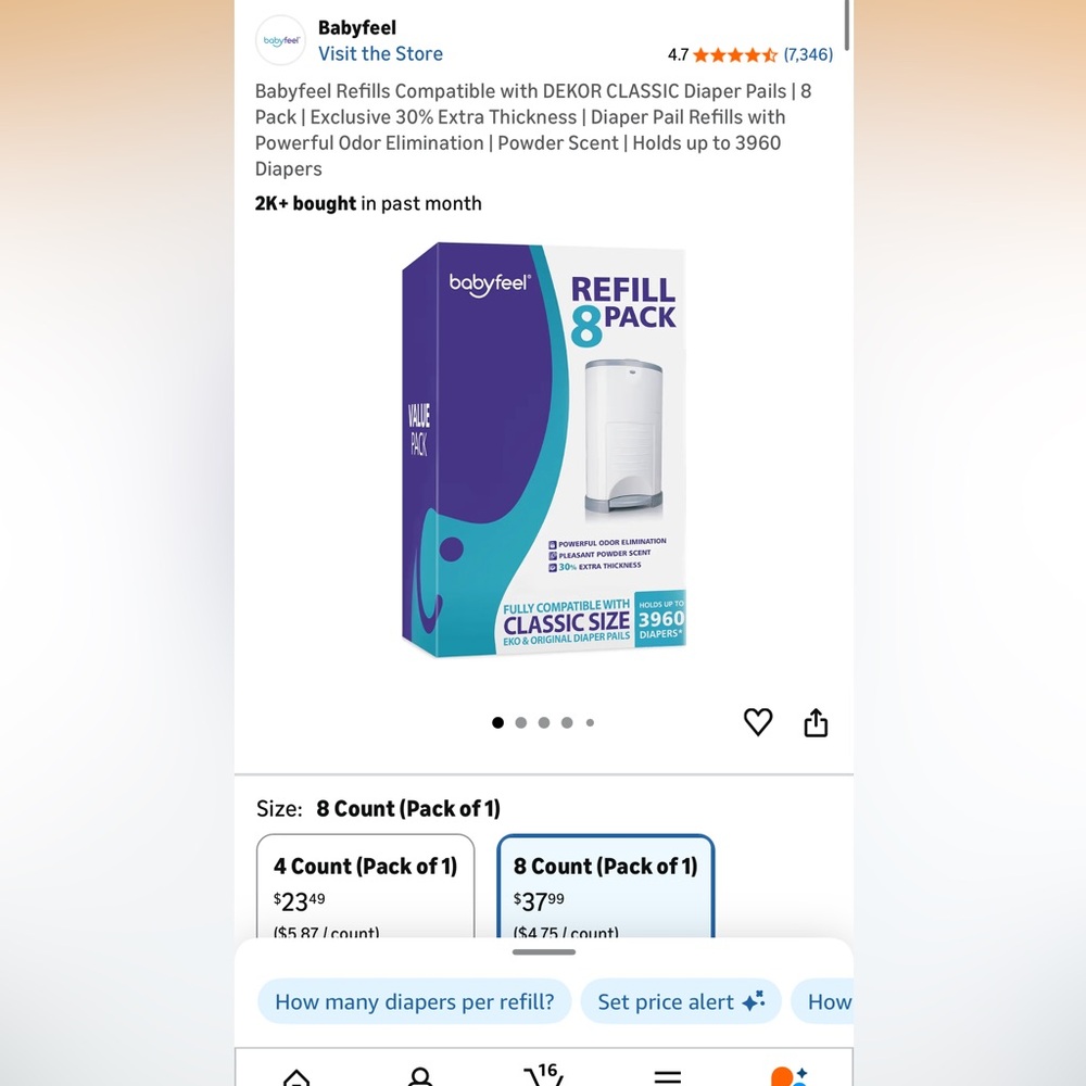 babyfeel Refill 8 Pack - White & Teal Packaging